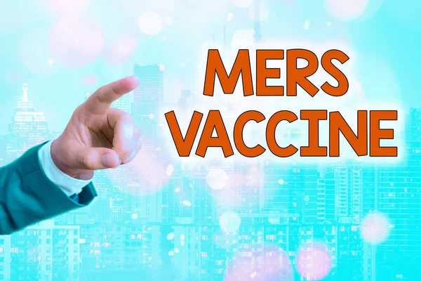 Writing note showing Mers Vaccine. Business photo showcasing get dose to improve immunity to viral respiratory disease.