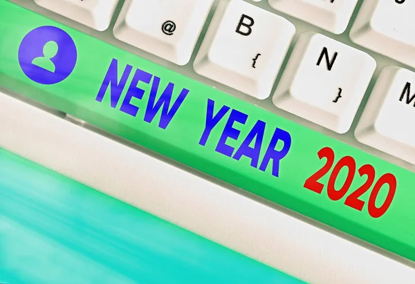 Writing note showing New Year 2020. Business photo showcasing Greeting Celebrating Holiday Fresh Start Καλές ευχές. — Φωτογραφία Αρχείου