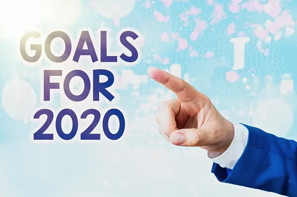 Κείμενο που δείχνει τους στόχους για το 2020. Έννοια φωτογραφικό αντικείμενο της φιλοδοξίας επίδειξης ή στόχος προσπάθεια ή επιθυμητό αποτέλεσμα. — Φωτογραφία Αρχείου