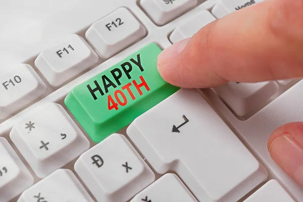 Tekst pisma Happy 40Th. Koncepcja oznacza radosną okazję do obchodów 40. roku życia.. — Zdjęcie stockowe