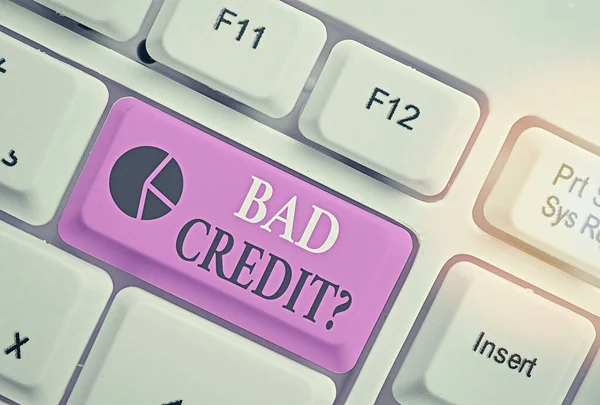 Текст от руки Bad Creditquestion. Концепция, означающая невозможность своевременного и полного погашения долга . — стоковое фото