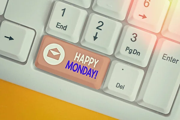 Text sign showing Happy Monday. Conceptual photo telling that demonstrating order to wish him great new week.