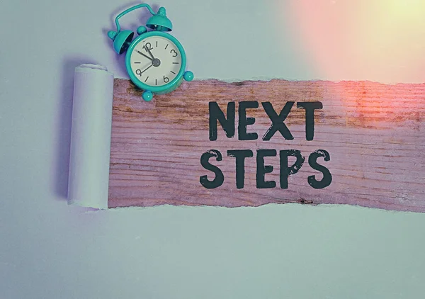 Konceptuell handstil som visar Next Steps. Business foto text något du gör eller planerar när du har avslutat något annat. — Stockfoto