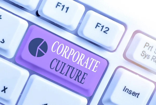 Texto de caligrafia Cultura Corporativa. Conceito que significa valores e atitudes generalizadas que caracterizam uma empresa . — Fotografia de Stock