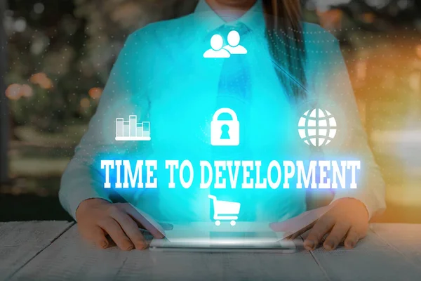 Kézírás szöveg írás Time To Development. A fogalom azt jelenti, hogy a vállalkozás mennyi ideig növekszik vagy fejlődik.. — Stock Fotó