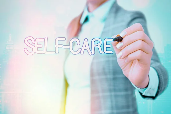 Word writing text Self Care. Business concept for the practice of taking action to improve one own health. — Stock Photo, Image