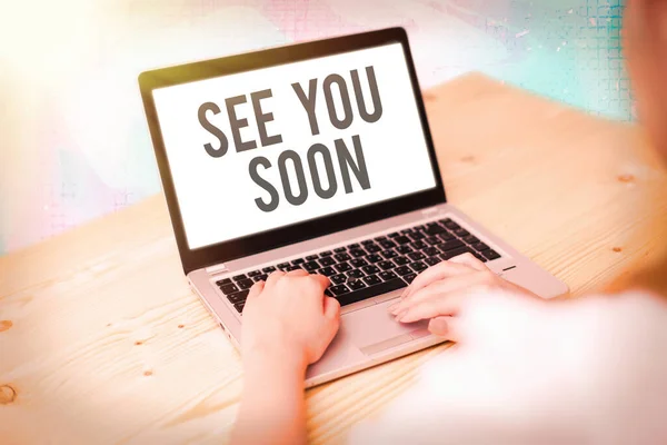 Text sign showing See You Soon. Conceptual photo used for saying goodbye to someone and going to meet again soon. — Stock Photo, Image