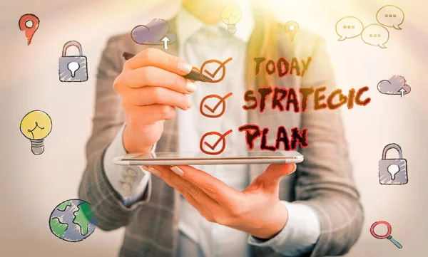 Text sign showing Strategic Plan. Conceptual photo a systematic process of envisioning a desired future. — Stock Photo, Image