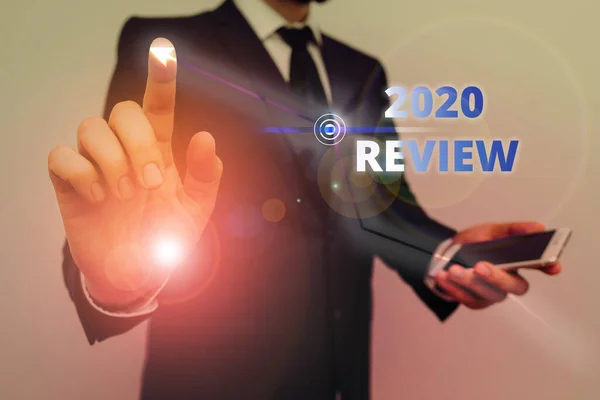 Writing note showing 2020 Review. Business photo showcasing New trends and prospects in tourism or services for 2020. — Stock Photo, Image