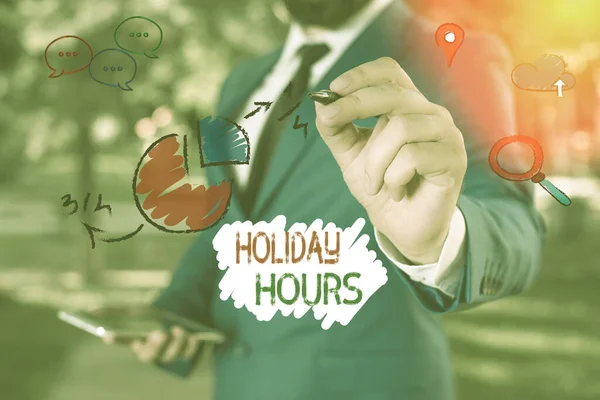Konzeptionelle Handschrift, die Urlaubszeiten anzeigt. Überstunden für Mitarbeiter bei flexiblen Arbeitszeitplänen. — Stockfoto