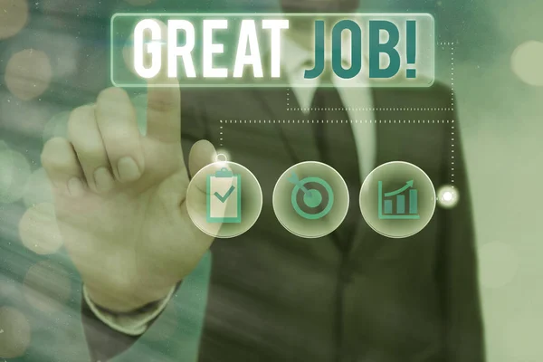 Szóírás szöveg Great Job. Üzleti koncepció arra, hogy elmondd valakinek, hogy valami jót tett.. — Stock Fotó