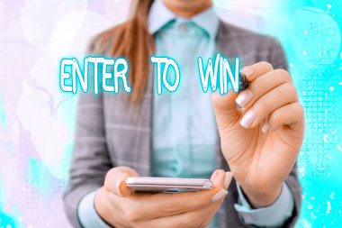Enter To Win 'i gösteren metin işareti. Kavramsal fotoğraf ödül ya da kazanma şansı karşılığında bir şey takas ediyor..