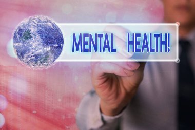 Kelime yazma Ruh Sağlığı. Nasa tarafından desteklenen bu görüntünün elementleri psikolojik olarak iyi durumdaki gösteriler için iş konsepti.