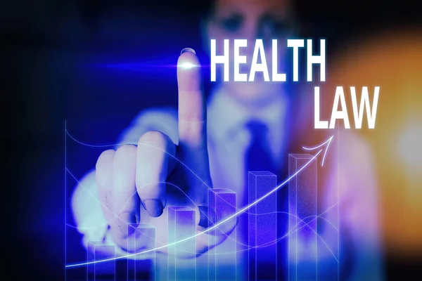 Ordskrivning text Hälsovårdslag. Affärsidé för juridik för att tillhandahålla rättsliga riktlinjer för tillhandahållandet av hälso- och sjukvård. — Stockfoto