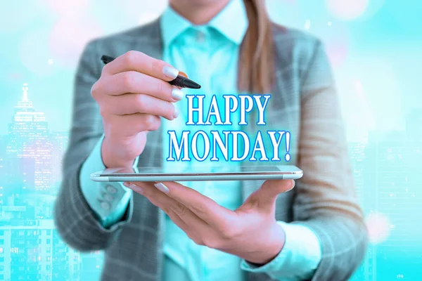 Teken dat Happy Monday toont. Conceptuele foto vertellen dat het demonstreren van de bestelling te wensen hem geweldige nieuwe week. — Stockfoto