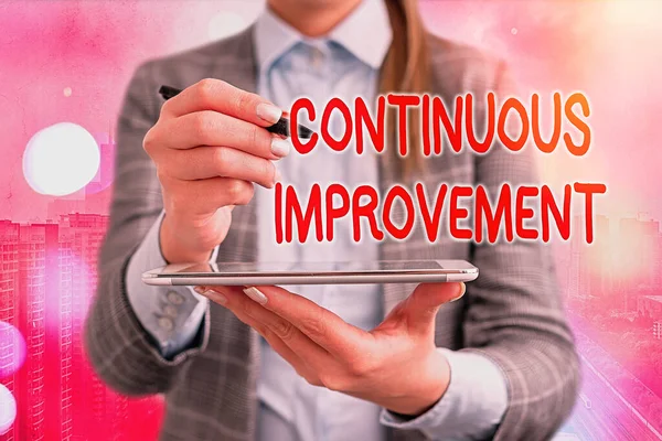 Text sign showing Continuous Improvement. Conceptual photo ongoing effort to improve products or processes.