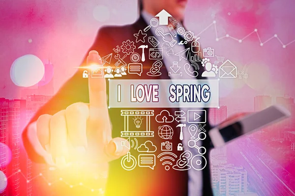 Conceptual hand writing showing I Love Spring. Business photo text telling why having a strong affection to this season. — Stock Photo, Image