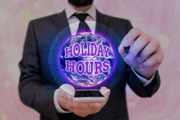 El yazısı, Holiday Hours. Kavram, NASA tarafından desteklenen esnek çalışma çizelgeleri altında çalışanlar için fazla mesai anlamına geliyor.. — Stok fotoğraf