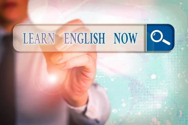 Word writing text Learn English Now. Business concept for gain or acquire knowledge and skill of english language. — Stock Photo, Image