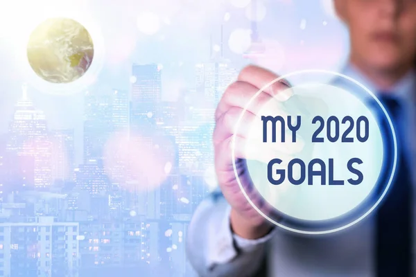 Word writing text My 2020 Goals. Geschäftskonzept zur Aufstellung persönlicher Ziele oder Pläne für das laufende Jahr Elemente dieses von der NASA erstellten Bildes. — Stockfoto