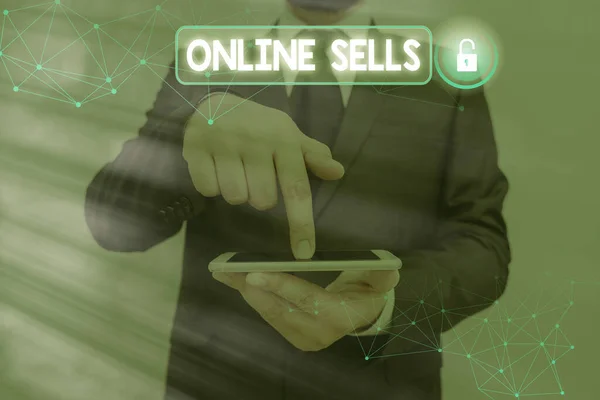 Escritura manual conceptual que muestra las ventas en línea. Los vendedores de escaparates de fotos comerciales venden directamente bienes o servicios a través de Internet . — Foto de Stock