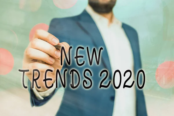 Текст рукописи New Trends 2020. Концепция означает общее направление, в котором что-то развивается . — стоковое фото