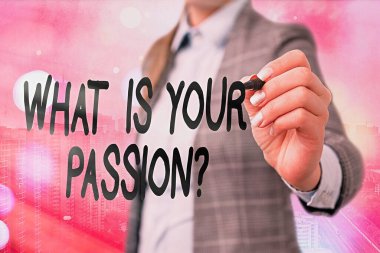 Kelime yazma metni Tutkunuz Nedir Sorusu. Onun güçlü ve ancak kontrol edilebilir duygu hakkında sormak için Iş kavramı.