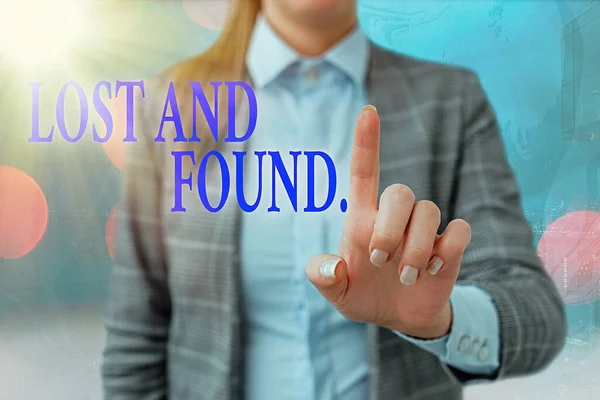 Handwriting text writing Lost And Found. Concept meaning a place where lost items are stored until they reclaimed. — Stock Photo, Image