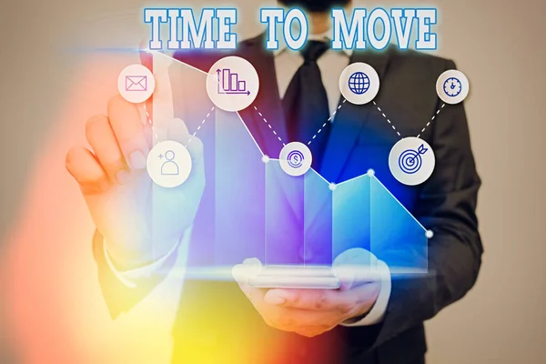 Konceptuell handstil som visar Time To Move. Företagsfoto visar förändring på samma sätt eller för att reflektera över vad som är aktuellt. — Stockfoto