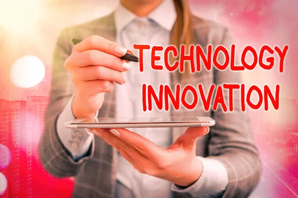 Textzeichen mit technologischer Innovation. Konzeptionelle Foto signifikante technologische Veränderungen der Produkte. — Stockfoto