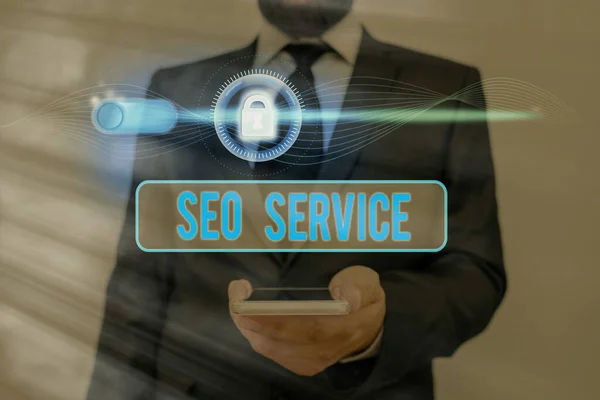 Píšu text Seo Service. Obchodní koncepce pro techniky a postupy pro zvýšení viditelnosti webových stránek. — Stock fotografie