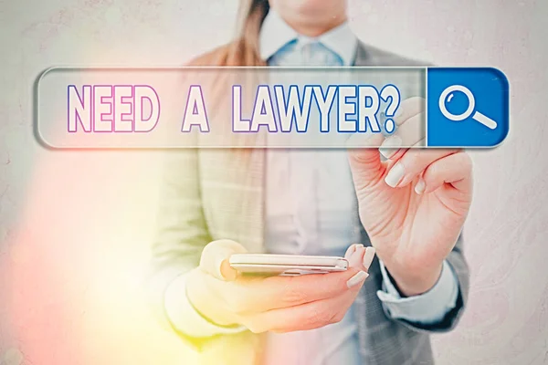 Text sign showing Need A Lawyer Question. Conceptual photo asking someone who need a legal issues and disputes. — Stock Photo, Image