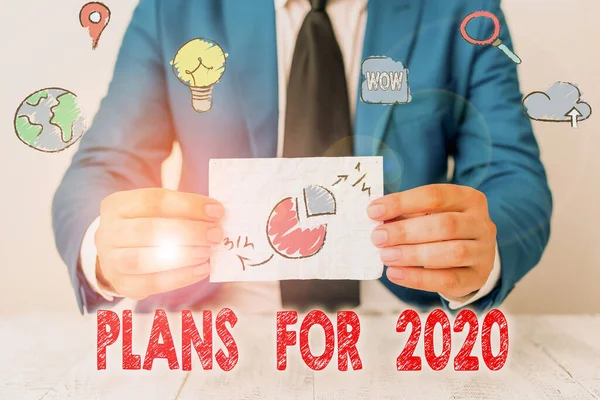 Word scrittura di piani di testo per il 2020. Business concept per un'intenzione o decisione su ciò che si sta per fare . — Foto Stock