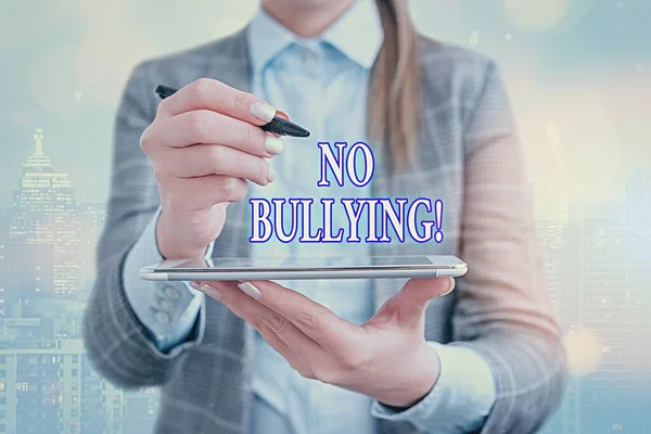 Signo de texto que muestra No Bullying. Foto conceptual detener el comportamiento agresivo entre los niños desequilibrio de poder . — Foto de Stock