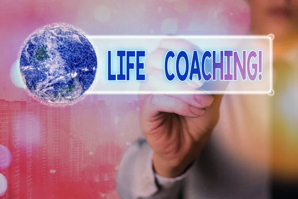 Parola scrittura testo Life Coaching. Concetto di business per i dipendenti impiegati per aiutare a mostrare il raggiungimento dei loro obiettivi in carriera Elementi di questa immagine fornita dalla NASA . — Foto Stock