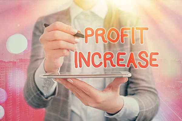 Text sign showing Profit Increase. Conceptual photo the growth in the amount of revenue gained from a business. — Stock Photo, Image