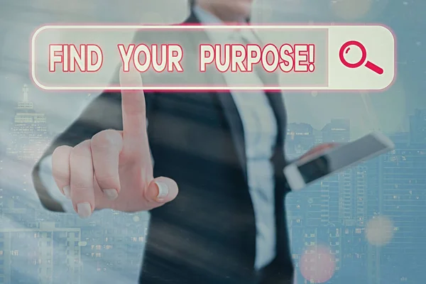 Schreibnotiz, die zeigt, dass Sie Ihren Zweck finden. Business-Foto zeigt Grund für etwas getan wird oder für das es noch gibt. — Stockfoto