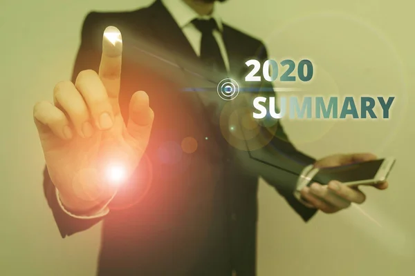 A 2020-as összefoglaló ismertetése. Üzleti fotó bemutató összefoglaló tavalyi események főbb intézkedések vagy jó bemutatók. — Stock Fotó