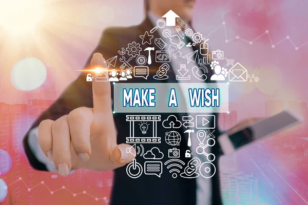 Konceptuell handstil som visar Make A Wish. Business foto text för att önska en situation som skiljer sig från den som finns. — Stockfoto