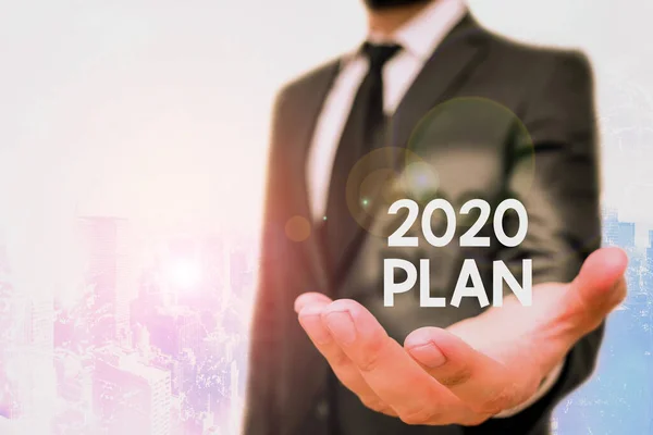 2020 Planı 'nı gösteren kavramsal el yazısı. Mevcut yıl veya 2020 yılındaki hedeflerinizi ve planlarınızı belirleyen iş fotoğrafı metni. — Stok fotoğraf
