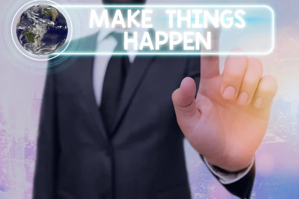 Scrivere una nota che mostri "Make Things Happen". Business foto in mostra si dovrà fare sforzi per realizzarlo Elementi di questa immagine fornita dalla NASA . — Foto Stock