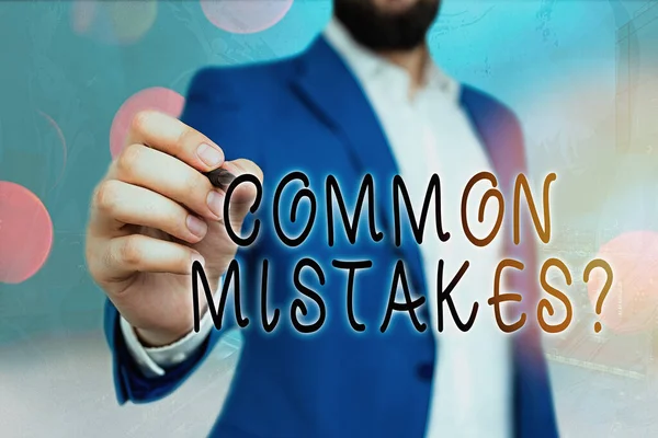 Handwriting text Common Mistakes Question. Concept meaning repeat act or judgement misguided making wrong.