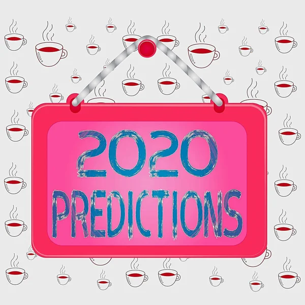 Nota de escritura que muestra las predicciones de 2020. Declaración de exhibición de fotos de negocios sobre lo que crees que sucederá en 2020 Panel de rectángulo de fondo de marco de uñas fijo . —  Fotos de Stock