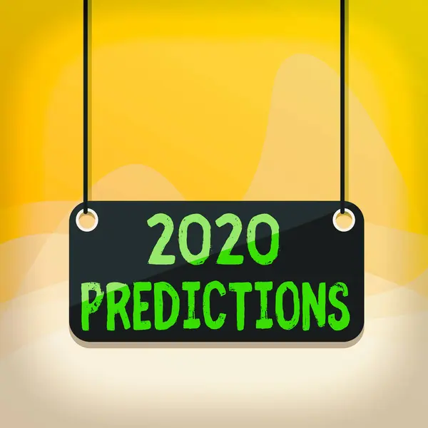 Nota de escritura que muestra las predicciones de 2020. Declaración de exhibición de fotos de negocios sobre lo que cree que sucederá en 2020 Tablero color fondo tablón adjunto cadena panel rectángulo . —  Fotos de Stock