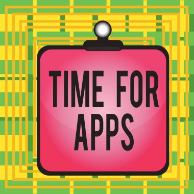 Uygulamalar için Zaman gösteren metin işareti. Kavramsal fotoğraf, pano renkli arka plan klipsi kullanılarak uygulama veya hizmetlerden yararlanın. Boş tahta çerçeveyi sıkıştır.