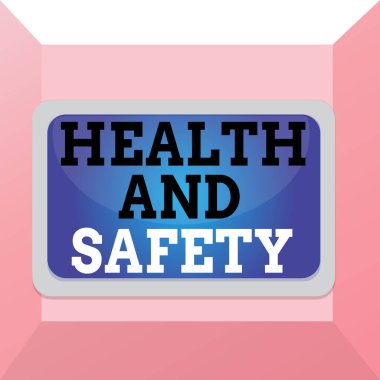 Sağlık ve Güvenlik sorununu gösteren kavramsal el yazısı. Kaza geçirmesini önleme amaçlı iş fotoğrafı metni düzenlemeleri ve prosedürleri Beyaz kare boş renk yüzey tahtası.