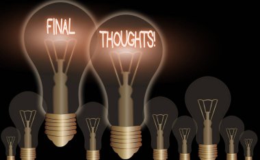 Kelime yazma metin Final Thoughts. İş kavramı için sonuçlar içinde son birkaç cümle olmalıdır.