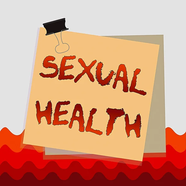 Escritura manual conceptual que muestra la salud sexual. Texto de la foto de negocios enfoque positivo y respetuoso de las relaciones sexuales papel pegado clip colorido fondo recordatorio memorándum . — Foto de Stock