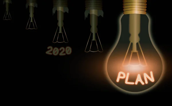 Notiz mit dem Plan 2020. Business-Foto, auf dem Sie Ihre Ziele und Pläne für das laufende Jahr oder 2020 vorstellen. — Stockfoto