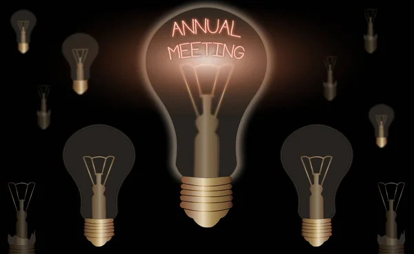 Rukopisný text Výroční zasedání. Koncepce znamená každoroční setkání obecného členství v organizaci. — Stock fotografie